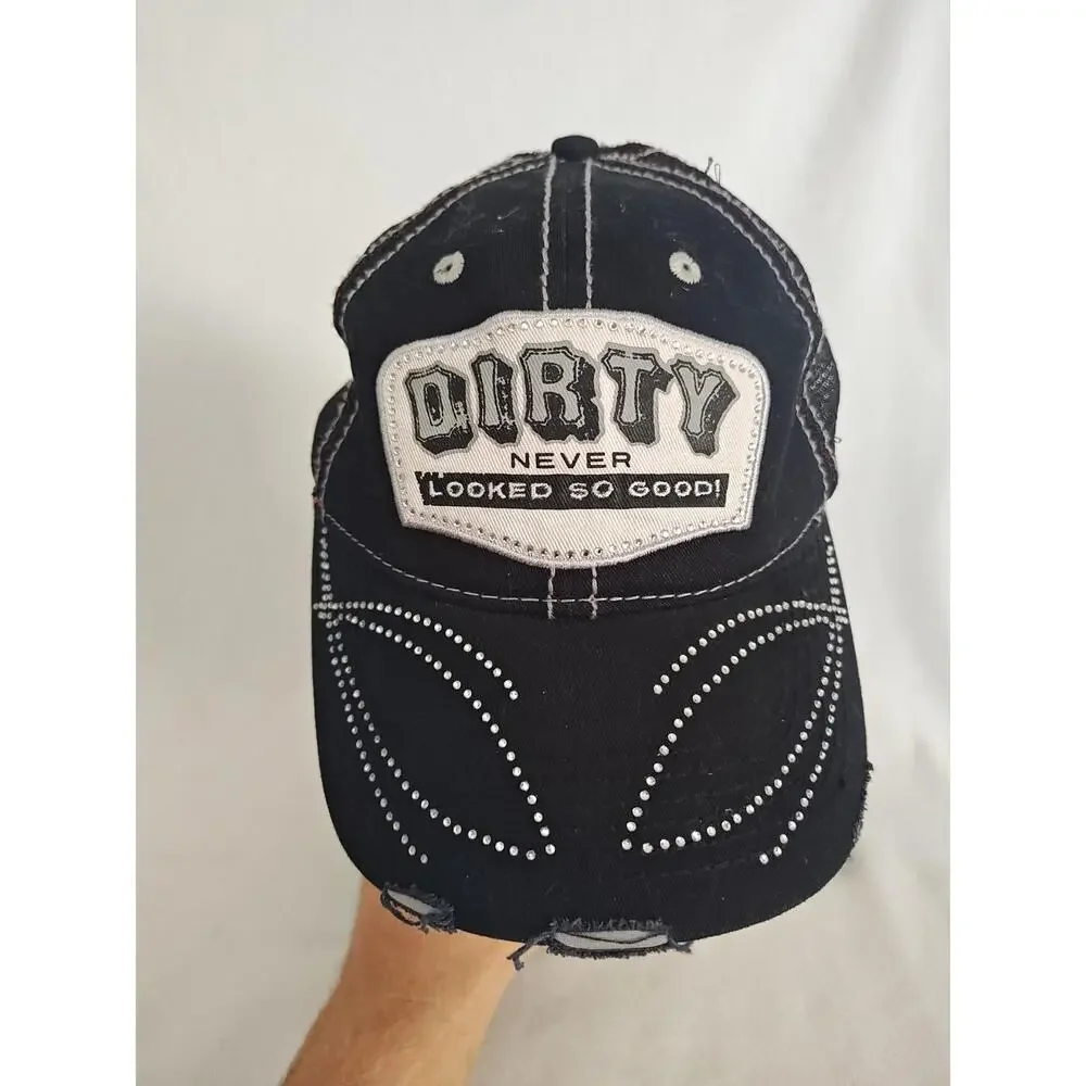 Farm Girl Brand Dirty never looked so‎ good Mesh Strap Baseball Cap distressed
